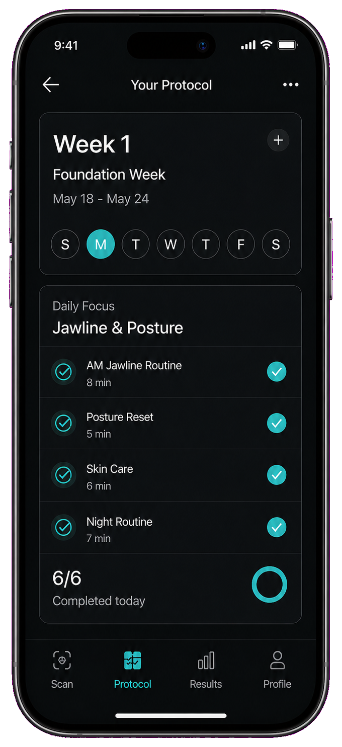 MogUp AI weekly protocol screen.